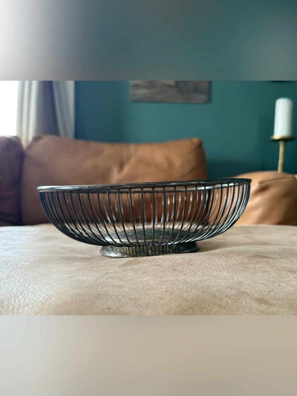 Vintage Raimond Silverplate Fruit/Bread Round Wire Basket Bowl 10